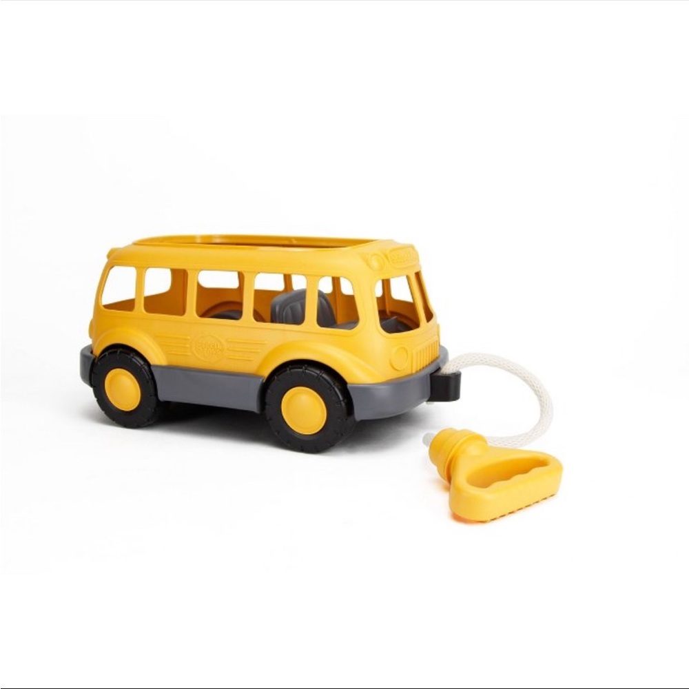 Green toys pull school bus wagon